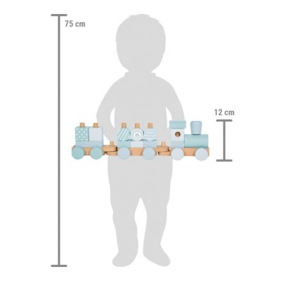 small foot Navliekanie Drevený vláčik modrý