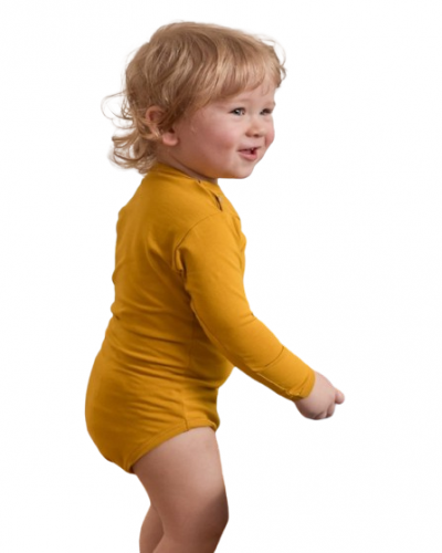 Baby long-sleeved bodysuit - mustard