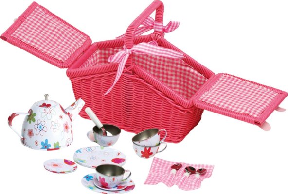 small foot Picknickkorb Rosa mit Geschirr