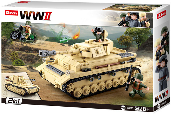 Sluban WWII M38-B0693 Stor tysk stridsvagn 2-i-1
