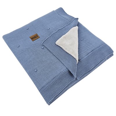 EKO Kocyk dziergany z podszewką Jeans 100x80 cm