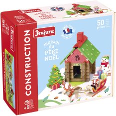 Jeujura Jeu de construction en bois 50 pièces Maison du Père Noël