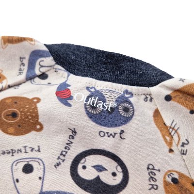 Camisola de encaixe com IMPRESSÃO, com fecho Outlast® - animais coloridos latte