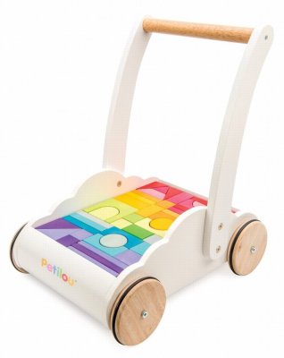 Le Toy Van Petilou Wózek z tęczowymi klockami