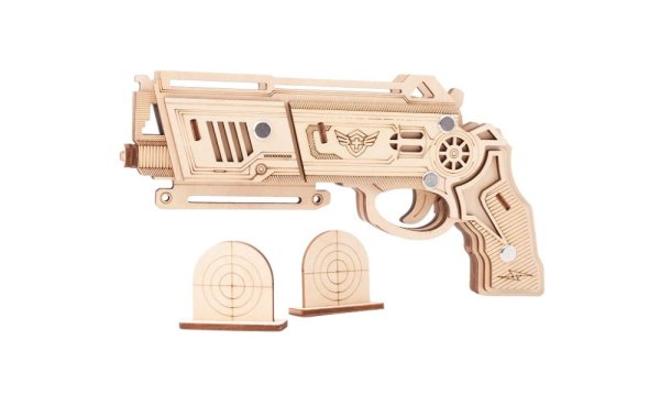 Woodcraft Puzzle 3D in legno Pistola ad elastici Falcon naturale