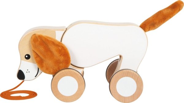 small foot Jouet à tirer en bois Chien avec des oreilles bruissantes