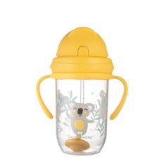 CANPOL BABIES Cana anti-varsare cu paie si greutate Animale exotice 270 ml galben, 6m+