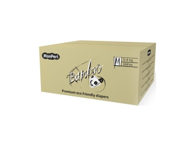 Scutece de unică folosință MONPERI Bamboo eco M (5-9 kg) 168 buc - Mega Pack