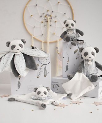 Doudou Presentförpackning - mjuk snuttefilt panda 20 cm