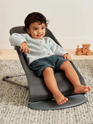 BABYBJÖRN Babywippe Bliss Anthrazit Petal Woven, dunkelgraues Gestell