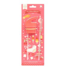 A Little Lovely Company - Bouchon, brosse et paille pour gourde en acier inoxydable - Fun