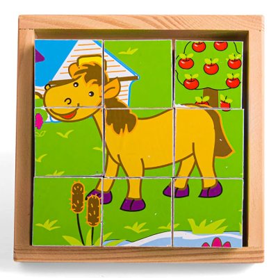 Bigjigs Toys Obrazkowe kostki kubusy Zwierzątka 9 kostek