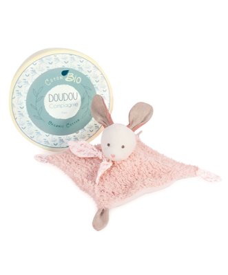 Doudou Poklon set - Plišani zeko s ružičastom dekicom od BIO pamuka 25 cm