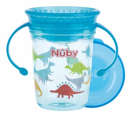 Caneca NUBY Tritan não fluida 360° com alças, 6 m+ azul