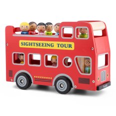 Červený městský autobus + 9 figurek cestujících