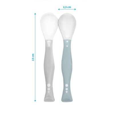 BABYONO Flexi spoons 2 pcs grey/blue pastel