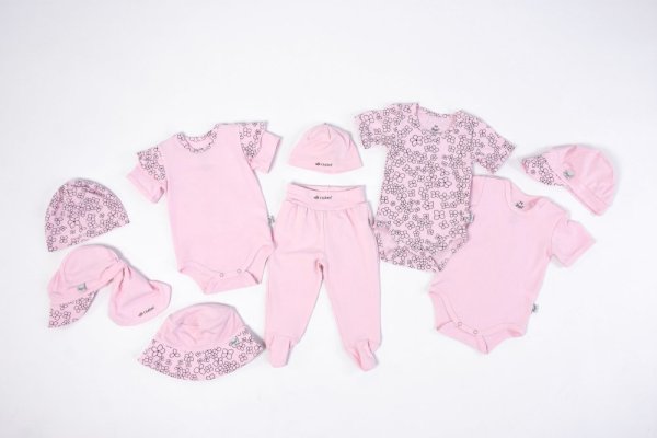 Body cienkie T-shirt PRINT KR Outlast® - różowe baby kwiatki