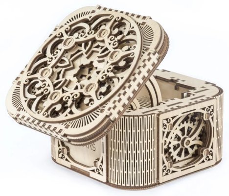 Ugears Puzzle 3D en bois, coffret à bijoux mécanique