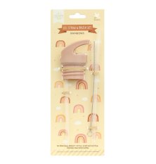 A Little Lovely Company - bouchon, brosse et paille pour gourde en inox - arc-en-ciel