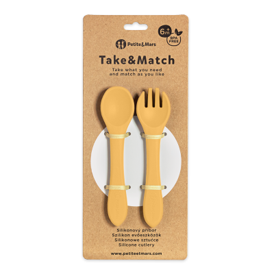 PETITE&MARS Cutlery silicone TAKE&MATCH Intense Ocher 6m+