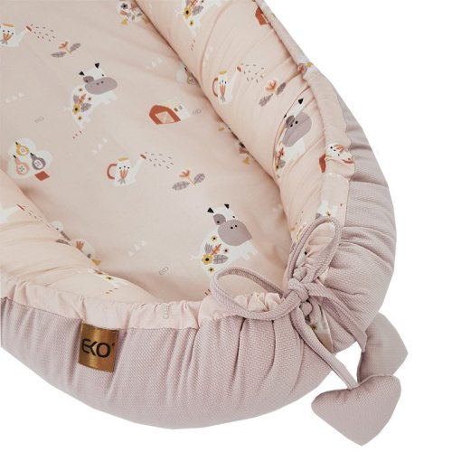 ECO Nest for baby VELVET My farm Powder ροζ 90x60 cm