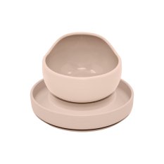 PETITE&MARS Set da pranzo in silicone TAKE&MATCH 2 pezzi piatto + ciotola Desert Sand 6m+