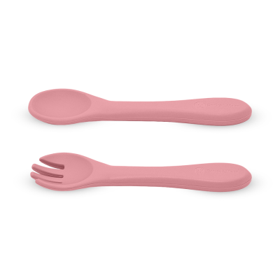 PETITE&MARS Příbor silikonový Take&Match Dusty Rose 6m+