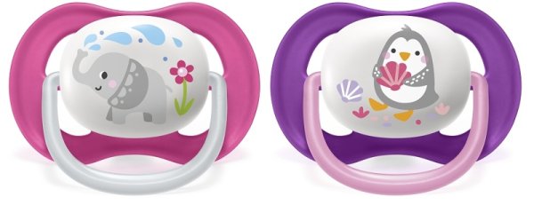 Philips AVENT Chupete Ultra Air Animal 6-18m Niña, 2 piezas