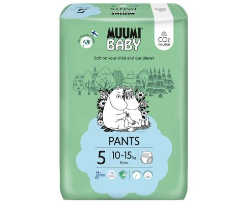 MUUMI Baby Pants 5 Maxi+ 10-15 kg (38 Stück), Höschen-Öko-Windeln