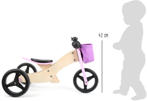 small foot Bicicleta de equilibrio de madera Trike 2 en 1 rosa