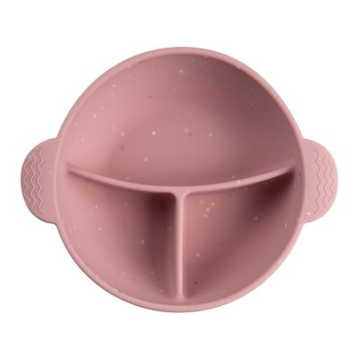 CANPOL BABIES Silikonowa miseczka dzielona z przyssawką Dots 360ml różowa