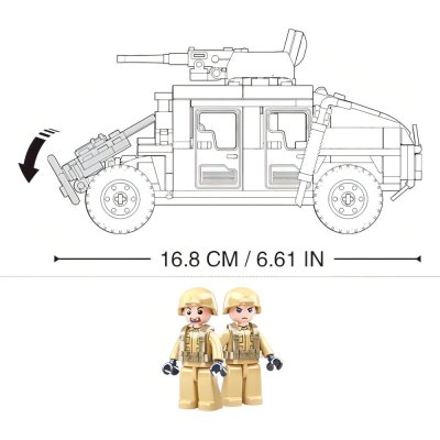 Sluban Army Model Bricks M38-B0837 Hummer de combat tout-terrain