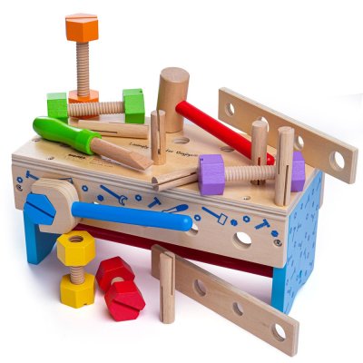 Bigjigs Toys Warsztat i skrzynka na narzędzia 2w1