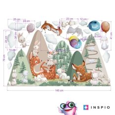 Stickers muraux pour enfants - Collines avec cerfs et lapins