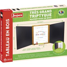 Jeujura Quadro multifuncional de madeira com três painéis 153x66 cm com acessórios