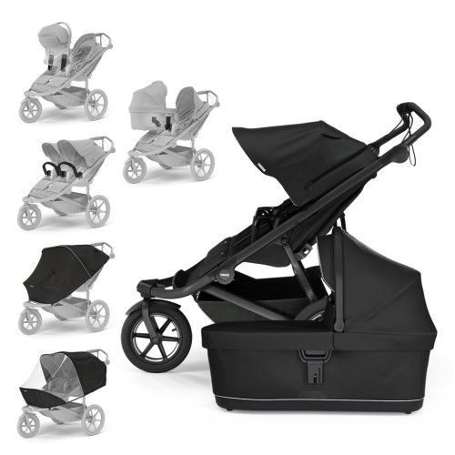 THULE αδερφικό καρότσι Urban Glide Double Μαύρο/Μαύρο σετ XXL