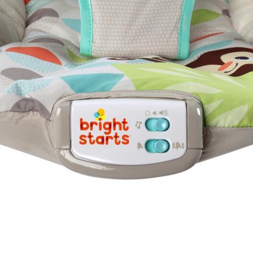 BRIGHT STARTS Espreguiçadeira vibratória com melodia Happy Safari 0 m+, até 9 kg, 2019