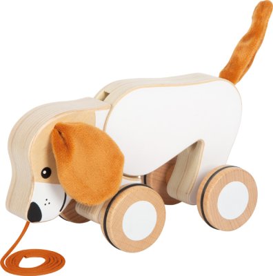 small foot Jouet à tirer en bois Chien avec des oreilles bruissantes