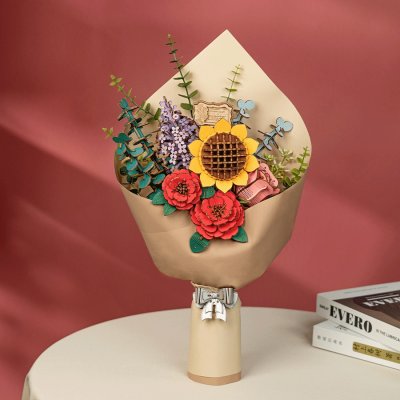 Puzzle 3D en bois RoboTime - Bouquet de fleurs