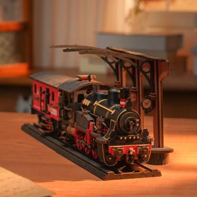 RoboTime 3D houten modelbouwpakket Vintage stoomlocomotief