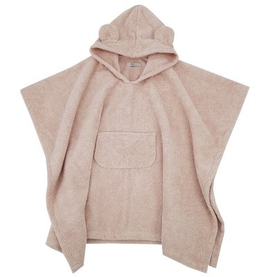 EKO Baumwollponcho mit Kapuze und Öhrchen Powder Pink 75x120 cm