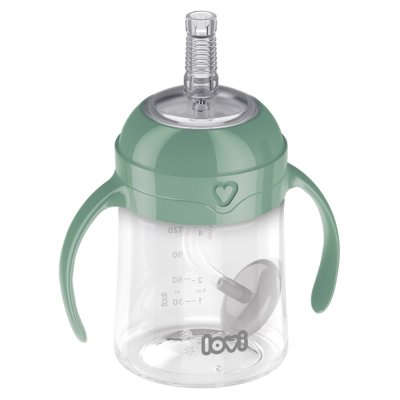 LOVI Pierwszy kubek ze słomką i gramaturą 150 ml zielony