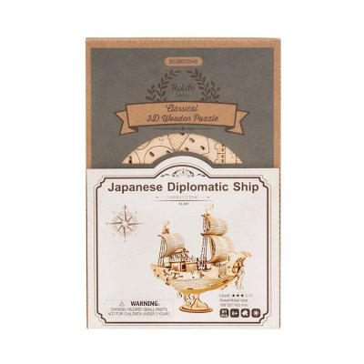 RoboTime Drewniane puzzle 3D Japońska żaglówka