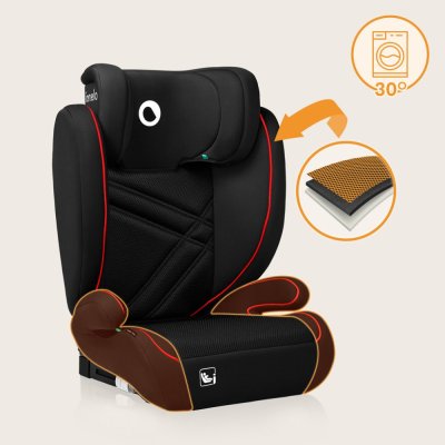 LIONELO Bilbarnstol Hugo i-Size (100-150 cm) Sporty Black Red