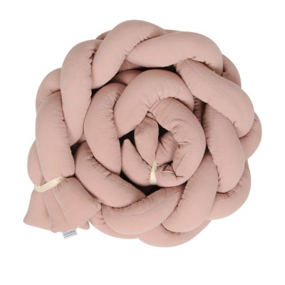 BABYMATEX Spjälsängsskydd muslin flätad fläta - rosa 200 cm