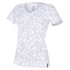 Tricou de damă TISK KR subțire Outlast® - alb cu flori negre