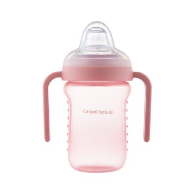 CANPOL BABIES Kubek niekapiący z silikonową końcówką 220 ml różowy