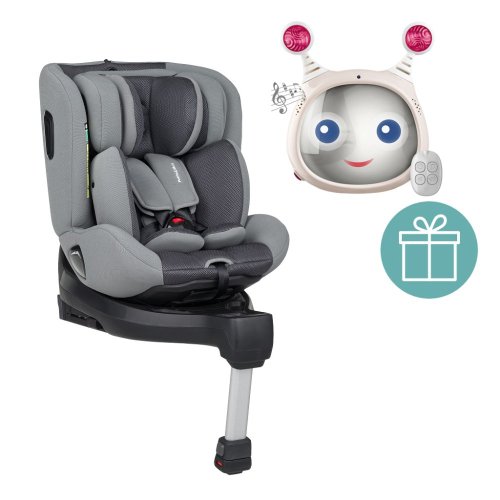 PETITE&MARS Столче за кола Reversal Pro i-Size 360° Grey Air 40-105 cm + Mirror Oly Beige 0m+