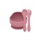 PETITE&MARS Set jídelní silikonový TAKE&MATCH 2 ks miska + příbor Dusty Rose 6m+
