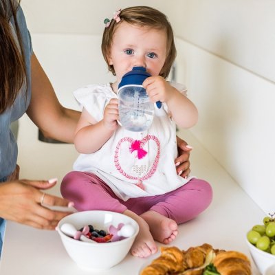 BABYONO Lusikka ja haarukka kotelolla vaaleanpunainen 12m+